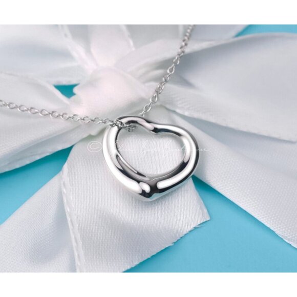 Tiffany & Co. Jewelry - Tiffany & Co. Elsa Peretti Open Heart Pendant Small Necklace on 16" Chain